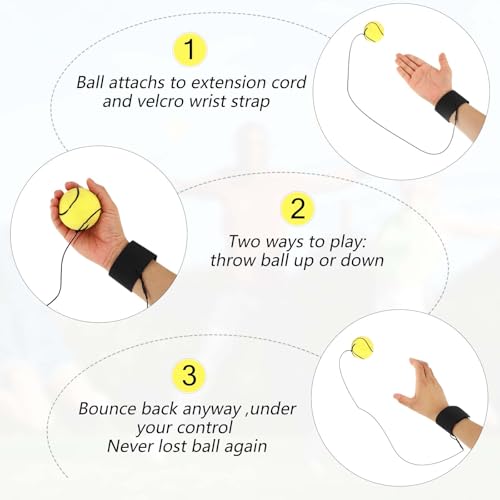 4 Stück Handgelenk Return Ball Mit Schnur - Springball für Kinder und Erwachsene - Gummi Rebound Ball für Spielen und Handgelenkübungen
