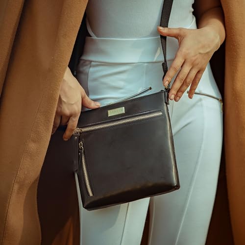 Small Crossbody Bags for Women - Real Leather Purse with Multiple Pockets, Premium Sling Phone Bag for Everyday use & Gifting (Black Polished VT)2