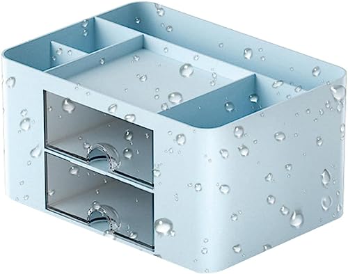 Image of NXTBUY Plastic Desk Organizer with Drawer | Desktop Office Stationery Storage Box | Desk Accessories Organizer | Mobile Phone Holder | Table Organizer for Study & Office Use (Blue)
