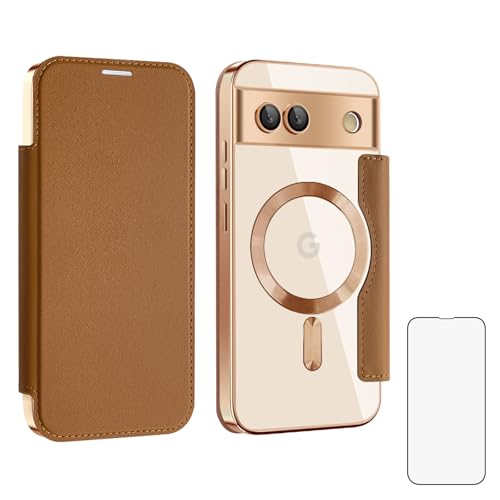 【REHOOF】google pixel8a 用 ケース 手帳型 magsafe対応「ガラスフィルム贈り」背面 透明 クリア 財布型 マグセーフ 手帳 カード収納 ワイヤレス充電対応 カード入れ PU革 レザー Pixel 8a スマホケース おしゃれ 軽