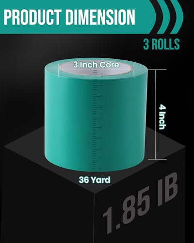 Image of Lichamp 3 Rolls Vinyl Tape, Premium Safety Marking and Traffic Floor Marking Tape, Bundling, Social Distancing, 4 Inch x 36 Yards per Roll, 108 Total Yards, Green