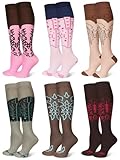 Twistover 6 Pairs Cowgirl Boot Socks Western Aztec Cowboy Knee High Sock for Women Western Outfits Accessories Gift(Cowgirl Pattern)