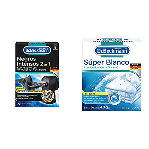 Cuidado Para El Cabello, Tools Dr Beckmann Toallitas Negros Intensos para Renovar Los Tonos Negros y Fibras, 1 Caja con 8 Pzas + Blanqueador Intensivo Súper Blanco en Polvo Sin Cloro