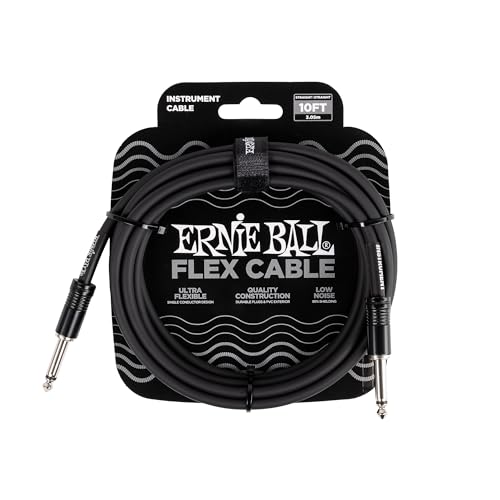 【正規品】 ERNIE BALL 6434 楽器用シールド ケーブル 10フィート FLEX INSTRUMENT CABLE 3.04m S-S型 ブラック