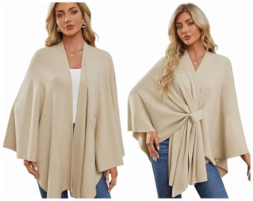 Flakaclsh Shawl, Elegant Solid Color Cape Shawl, Women's Elegant Wraps Soft Open Front Poncho Sweater2