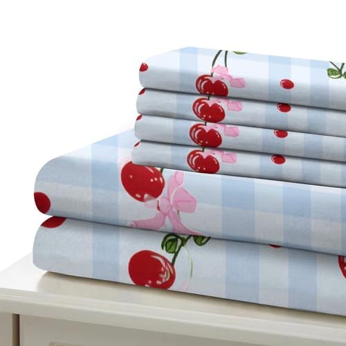 Housse de couette fleurs de cerisier anti-allergie parure de lit double microfibre douce - 7
