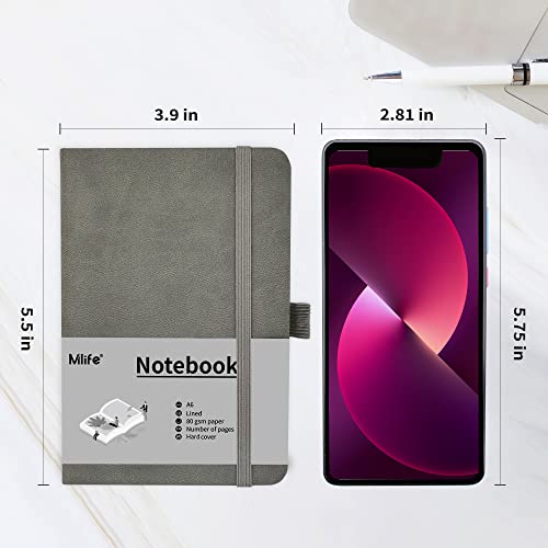 Cuaderno pequeño A6 mini cuaderno de bolsillo gris con líneas pack de 3 cuadernos para notas 3