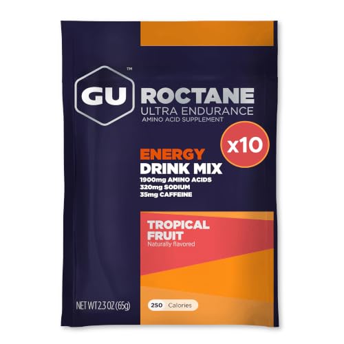GU Energy Roctane Energy &amp; Hydration Drink Mix, Tropical Fruit, 10 Single Serving Packets