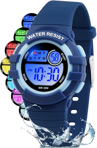 Juboos Kids Watch Digital for Boys Girls 5-12, 3ATM Waterproof LED Colorful Lights Sport Children Watch with Alarm Clock, Stopwatch