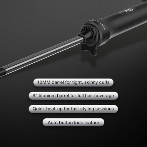 Image of IKONIC Hotwand 2.0, with 10mm Titanium Barrel for Tight Skinny Curls, 8inch Long for Longer Hair, 360 Swivel Cord for Easy Curly Hair Style