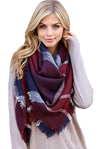 Women's Shawl Wrap Warm Scarf - Cozy Oblong/Plaid Blanket/Stripe Light Circle Infinity - Main Image