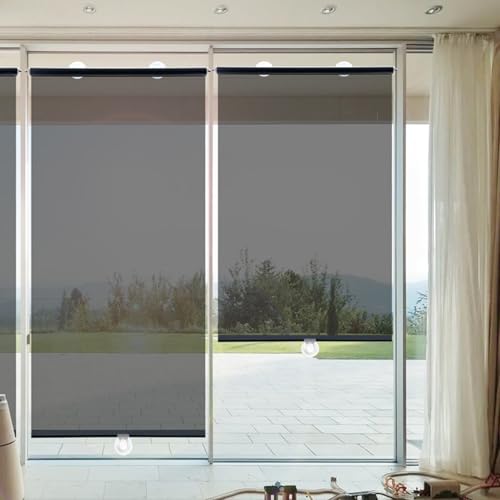 Estor Enrollable con Ventosa Material Pet,Cortina para Ventana Ajustables Opaco Persiana Enrollable térmica Persianas 5% de opacidad (68×130cm)