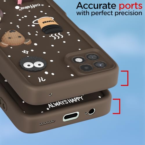 Image of Pikkme Back Cover for Samsung Galaxy A22 5G | 3D Bear Silicone Cute & Fun Coffee Cartoon | Full Body Protection Bumper Case (Brown)