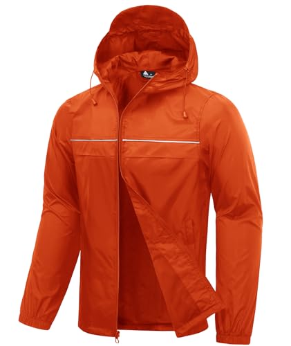 Image of SWISSWELL Mens Rain Jacket & Coats Lightweight Waterproof Windbreaker Hooded for Golf Cycling Hiking Orange 4XL