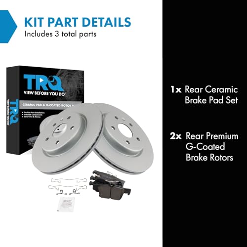 Image of TRQ Rear Brake Pad and Rotor Set Ceramic Coated Rotors