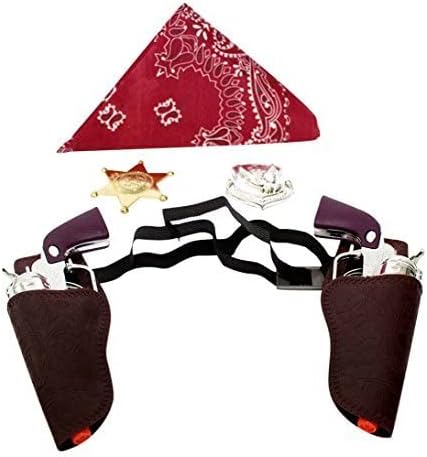 Miniatura 5 de Imprints Plus - Juego de juguetes vaqueros occidentales para niños acabado marrón y cromado bandana roja e insignia plateada y dorada 1 de cada