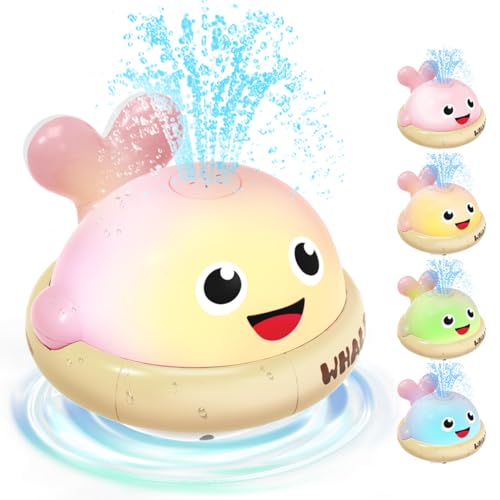 Image of Rechargeable Glowing Whale, Water Sprinkler Bath Toy, Multi-Color Changing Lights & Sprayer for Toddlers 1-3, Outdoor Pool Bathtub Toys Baby Kids, Birthday Gift Boys Girls Age 1 2 3 Year Old