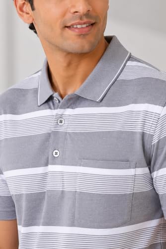 Image of SANE ORIGINALS Half Sleeve Polo T-Shirt for Men with Pocket || Stripe Collar and Pocket T-Shirt for Men Half Sleeves