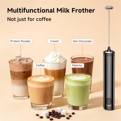 Rechargeable Milk Frother Handheld, Rich Foam in Seconds, Removable Dishwasher, Dual Coil Whisk Head Electric Coffee Frother, Electric Drink Mixer for Latte, Cappuccino, Hot Chocolate - image 7