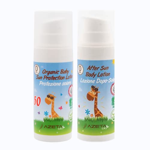 Crema solar orgánica + after sun|Baby,Kids LSF50 sensitiv|cara y cuerpo | alta protección inmediata de la piel sensible | filtro mineral|calidad probada|protector solar Sun Protection – 2 x 50 ml