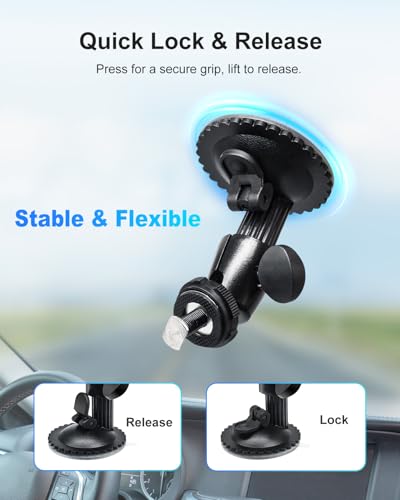 Image of Windshield Suction Mount for Backup Camera Monitor System - Heavy-Duty 5kg Load Capacity, Metal Construction, 360 Adjustable Ball Head, No Drill Easy Install for Car /RV /Truck