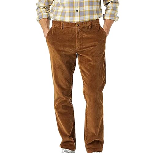 Men's Corduroy Dress Pants Slim Fit Stretchy Comfortable Business Casual Trousers for Work and Daily Wear