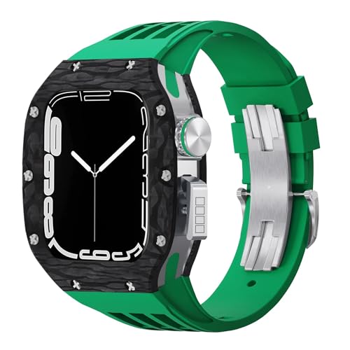 Kit modification Apple Watch SE 44mm en fibre de carbone et lunette métal luxe