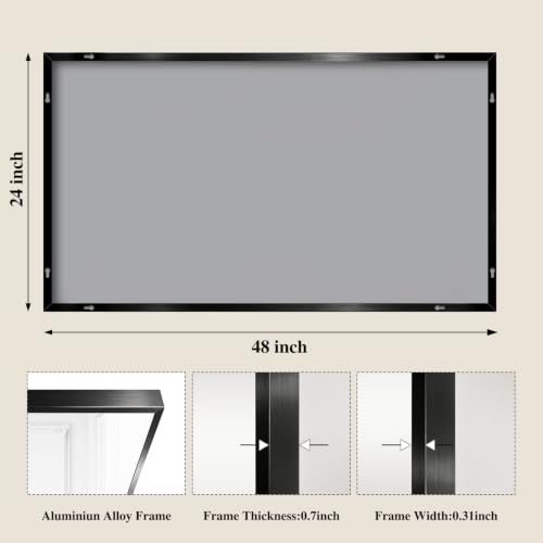 Image of Koonmi Black Rectangle Wall Mirror, 24x48 Inch Bathroom Mirror, Aluminum Frame Vanity Mirror for Entryway, Living Room, Bedroom Bathroom, Hangs Horizontally or Vertically