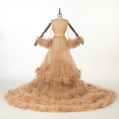 Fanjian Puffy Tulle Robe Long Lingerie Bridal Robe Baby Shower Photography3