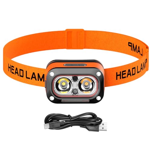 Rovelume Hands-Free Smart Headlamp with Wave Sensor, Running Lights, 5 Modes, IPX4 Waterproof, Rechargeable LED Headlight for Fishing, Camping, Hiking