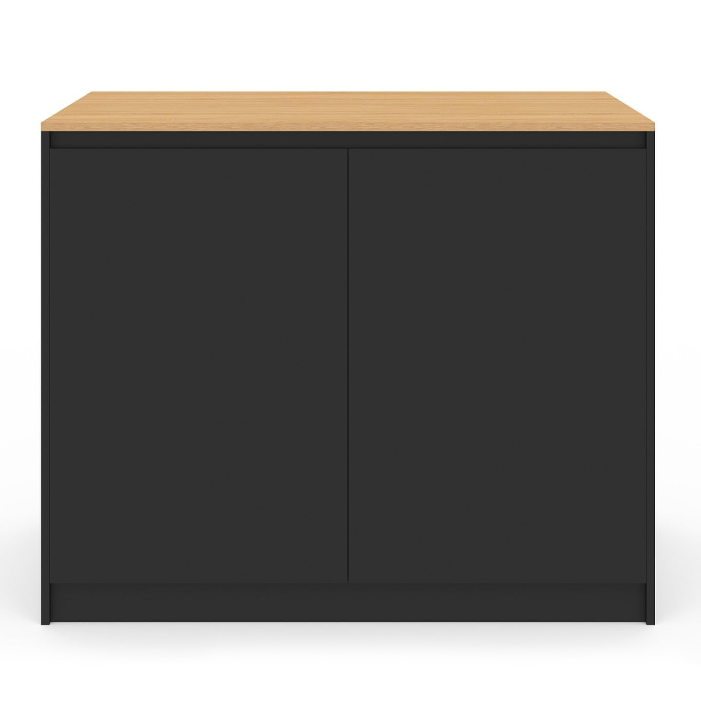 IDMarket - Ilot Central Cesar 110 cm avec Tablette relevable rectangulaire Bois Noir et façon hêtre