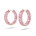 Swarovski Matrix Hoop Earrings with Pink Baguette-Cut Crystals on Rose Gold-Tone Finished Settings, Part of the Swarovski Matrix Collection