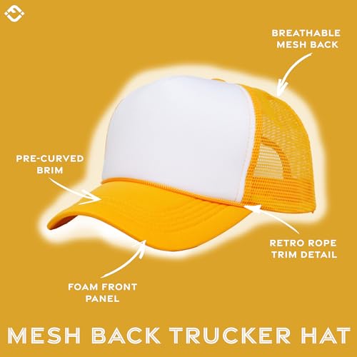 Image of Funky Junque Foam Trucker Hat, Trucker Hats for Women & Men - Blank Adjustable Snapback Mesh Back Baseball Cap