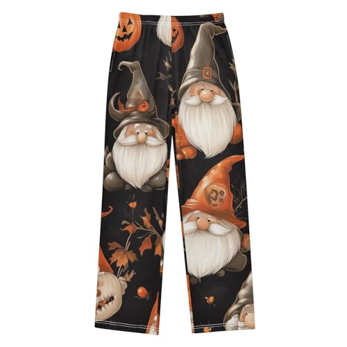Gnome Evil Pumpkin Boys Long Pants Soft Trousers Elastic Waist Kids Lounge Bottoms with Pockets S-XL