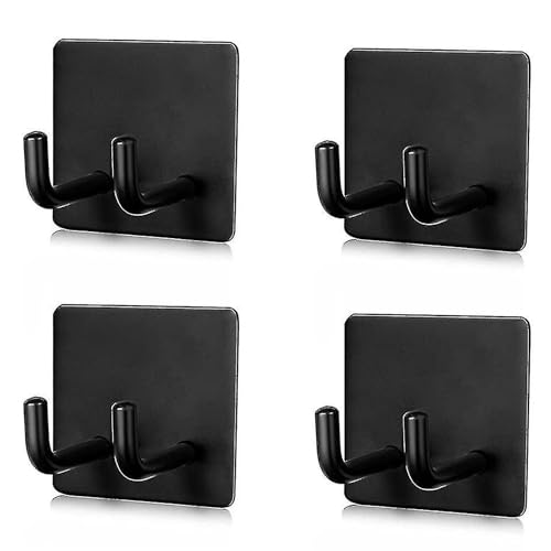 JIALTO 4 Pcs Self-Adhesive Stainless Steel Hooks: Heavy-Duty Wall...