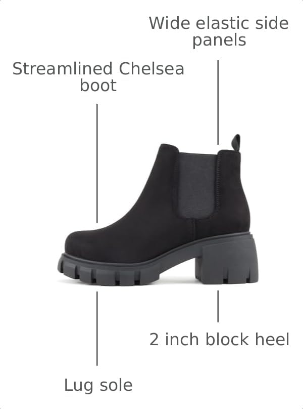 Image of Soda PIONEER ~ Women Lug Sole Mid Heel Chelsea Fashion Ankle Bootie w /Double Elastic Gore