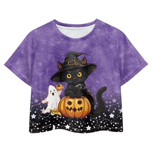 Image of Kids Crop Top Short Sleeve T-Shirts for Girls Size 5-14
