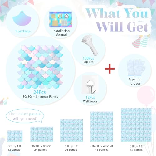 Image of Rainbow Shimmer Wall Backdrop Baby Shower Backdrop 6ftx4ft Sparkly Backdrop for Birthday Wedding Engagement Mermaid Wall Disco Backdrop Decoration