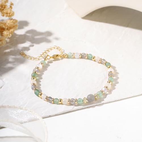 Image of Triple Threat Protection Anxiety Relief Gifts for Women,Natural Healing Crystal Bracelet Evil Eye Jewelry for Her Friends