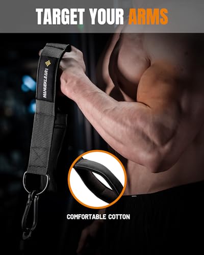 Image of MANUEKLEAR 24-Inch 3-Grip Tricep Rope Cable Attachment for Gym Greater ROM