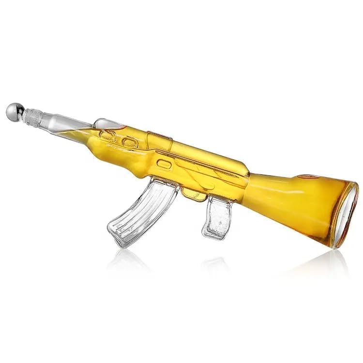 Image of Whiskey Decanter with Antique Crystal Clear (Gun Decanter Set Bullet Glasses)