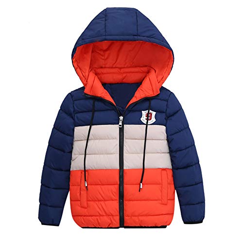 Baohooya Manteau A Capuche Garcon 4 5 6 7 Ans Hiver Chaud Enfant Chic Mode Fourrure Manteaux Blousons Veste Sweat Doudoune VêTement (7 Ans, Orange)