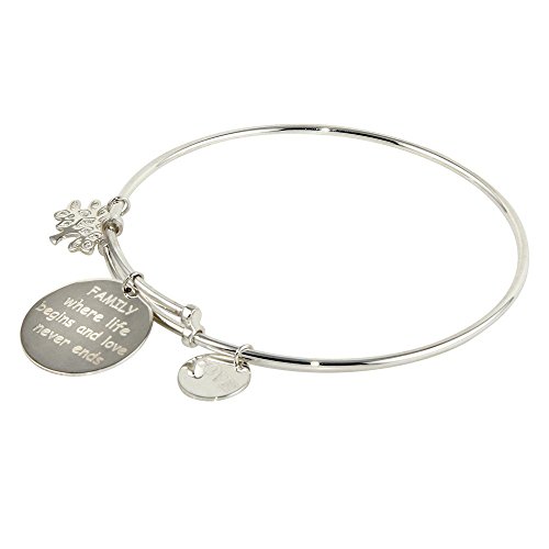 The Bling Factory 18mm Polished Rhodium Plated Silver Round Charm Bracelet, 8 inches - Image 3