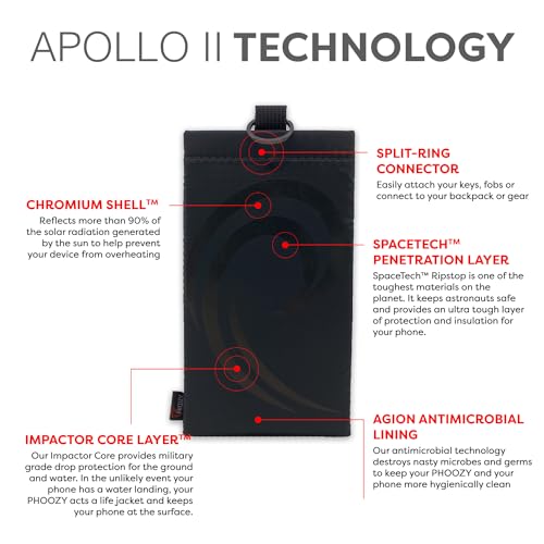 Image of PHOOZY Apollo II Thermal Phone Case with NASA-Derived Technology - Extends Battery Life 4X in Cold Weather and Heat - Military Grade 8-Foot Drop Protection Insulated Pouch - Large Black
