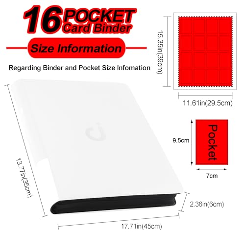 Image of Premium Card Binder 16 Pocket - Fits 1600 Cards,4X4 Ringless Card Album with Sleeves for Trading Cards & Sports Cards(Model C,Classic White)