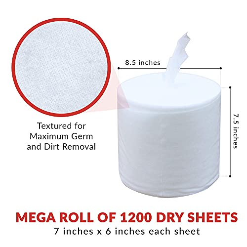 Monkey Movement Dry Wipes Refill Set: 7200 Wipes (7" X 6"): Make Your Own Wet Wipes Using Your Preferred Cleaning Solution: 6 Refill Mega Rolls #TOP2