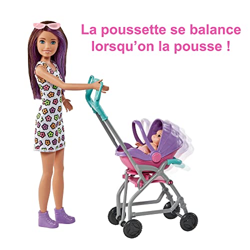 Barbie Coffret Skipper Baby Sitter avec Poupée Skipper Brune Poussette Poupée Bébé et 5 Accessoires Jouet Enfant Dès GXT34 - vue 4