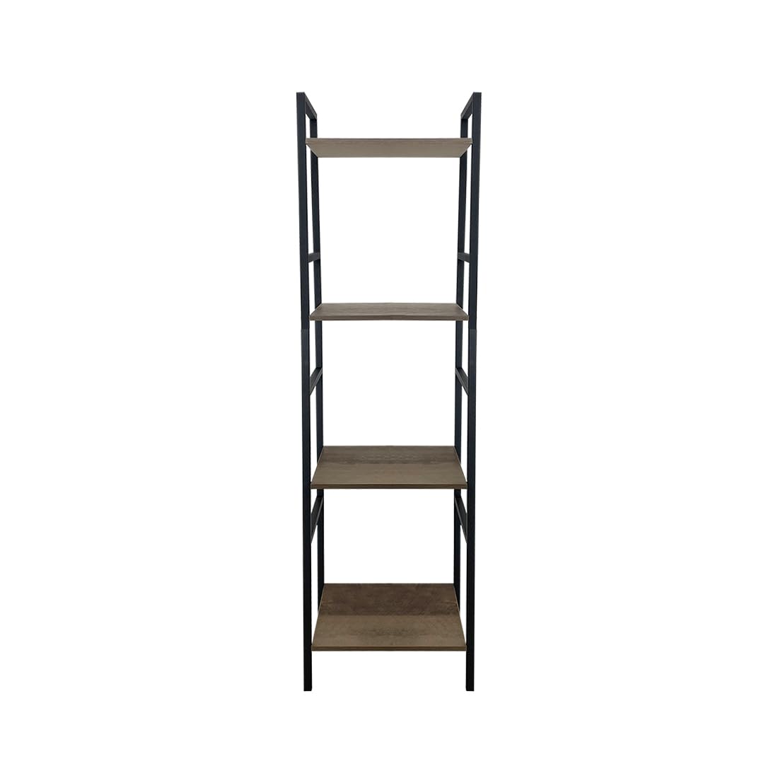 Acomoda Textil – Estantería Librería para Almacenamiento de Acero Negro Y Madera. Mueble Organizador para Salón y Dormitorio Fácil Montaje. (4 Estantes, 106,5X29,5x23,5 cm)