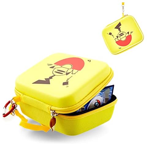 Trading Card Storage Box Case for Pokemone Cards, Waterproof Cards Binder Holder with Hand Strap & Dividers, Portable Hard-Shell Game Cards Case Container Compatible with 400+ PM TCG Cards, Boy Gift Cover