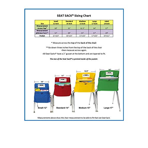 Image of Seat Sack Student Chair Storage Pocket - 15 inch, Single Pocket, Classroom Chair Organizer for Student Desks, Durable Over-the-Chair Storage, Blue, 1-Pack